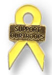 Support Our Troops Yellow Loop Ribbon Lapel Pin
