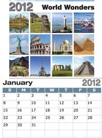 World Wonders Sticky Back Calendar