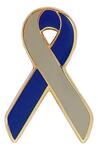 Gray and Navy Blue Coping with Cancer Awareness / Support Ribbon Lapel Pin