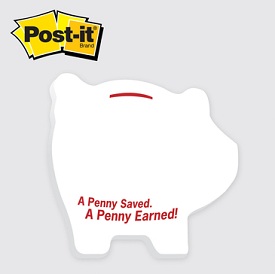 Pig / Piggy - Die cut Post it Note Pads ... from ASI 91240 3M/Promotional Markets Dept