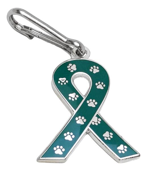 Animal Paws Awareness Ribbon Lapel Pin w/ Paw Print Pattern