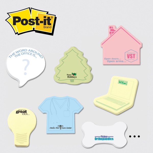 Group 3 Large Die cut Post it Note Pads ... from ASI 91240 3M/Promotional Markets Dept