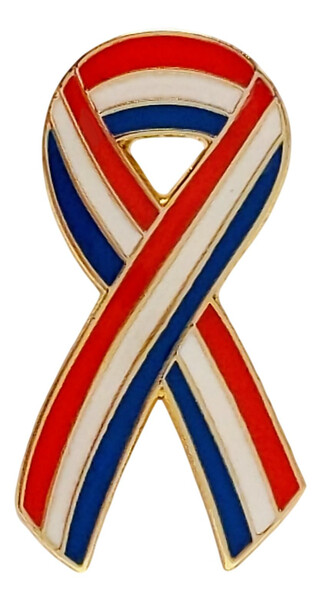 Red, White, and Blue US Flap Themed Ribbon Shaped Lapel Pin