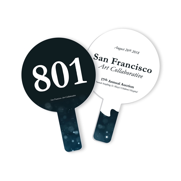Premium solid PVC plastic auction paddles / hand fans with consecutive... from ASI 54322 FireSprint Printing